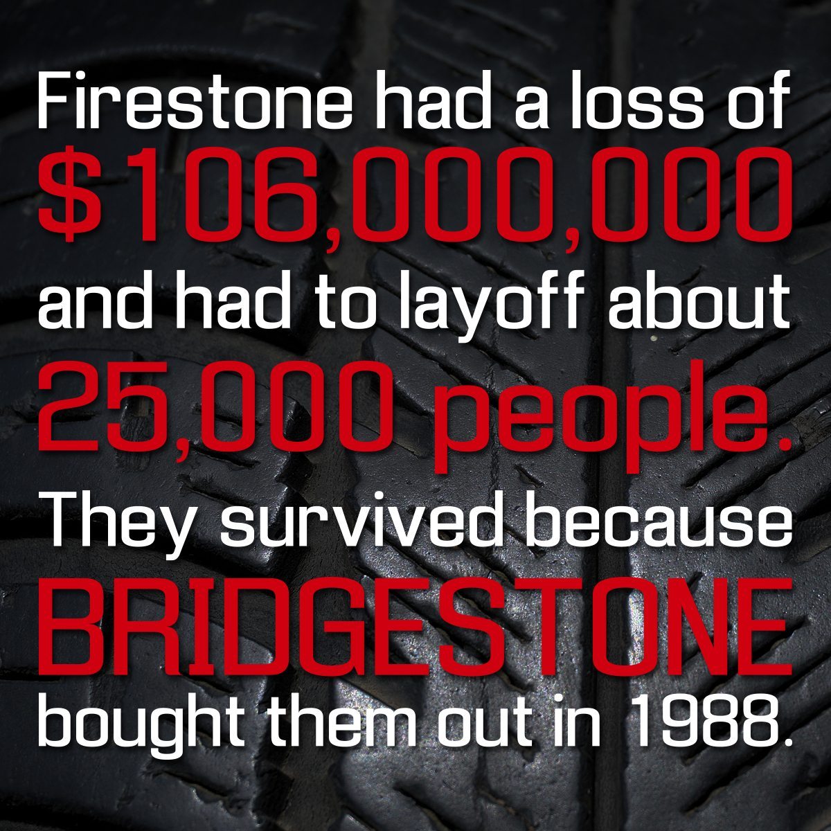 Firestone had a loss of 106,000,000... Firestone had a loss of 106,000,000...